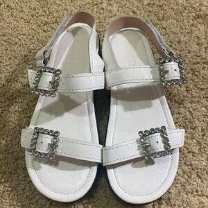 Schultz New Ruth white rhinestone buckles platform adjustable sandals size 6